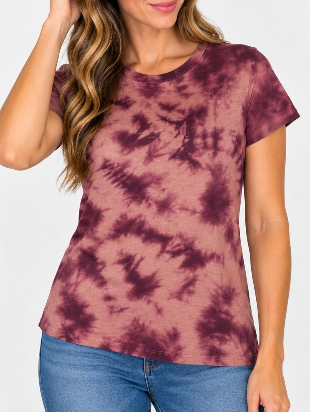 PINK VS | Women’s Burgundy Tie-Dye Short-Sleeve T-Shirt Size S
